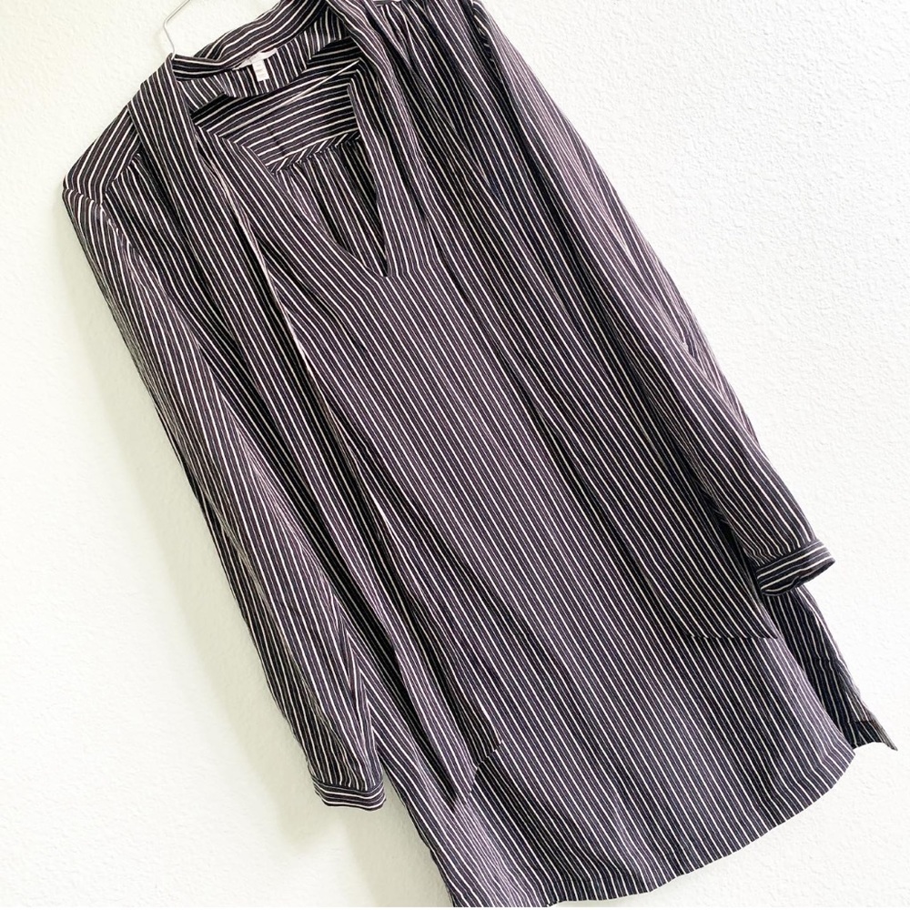JOIE 100% silk bow neck tie long sleeve dress medium stripes